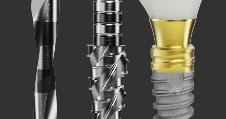 Close-up of dental implant components for Nobel Biocare dental implants in London